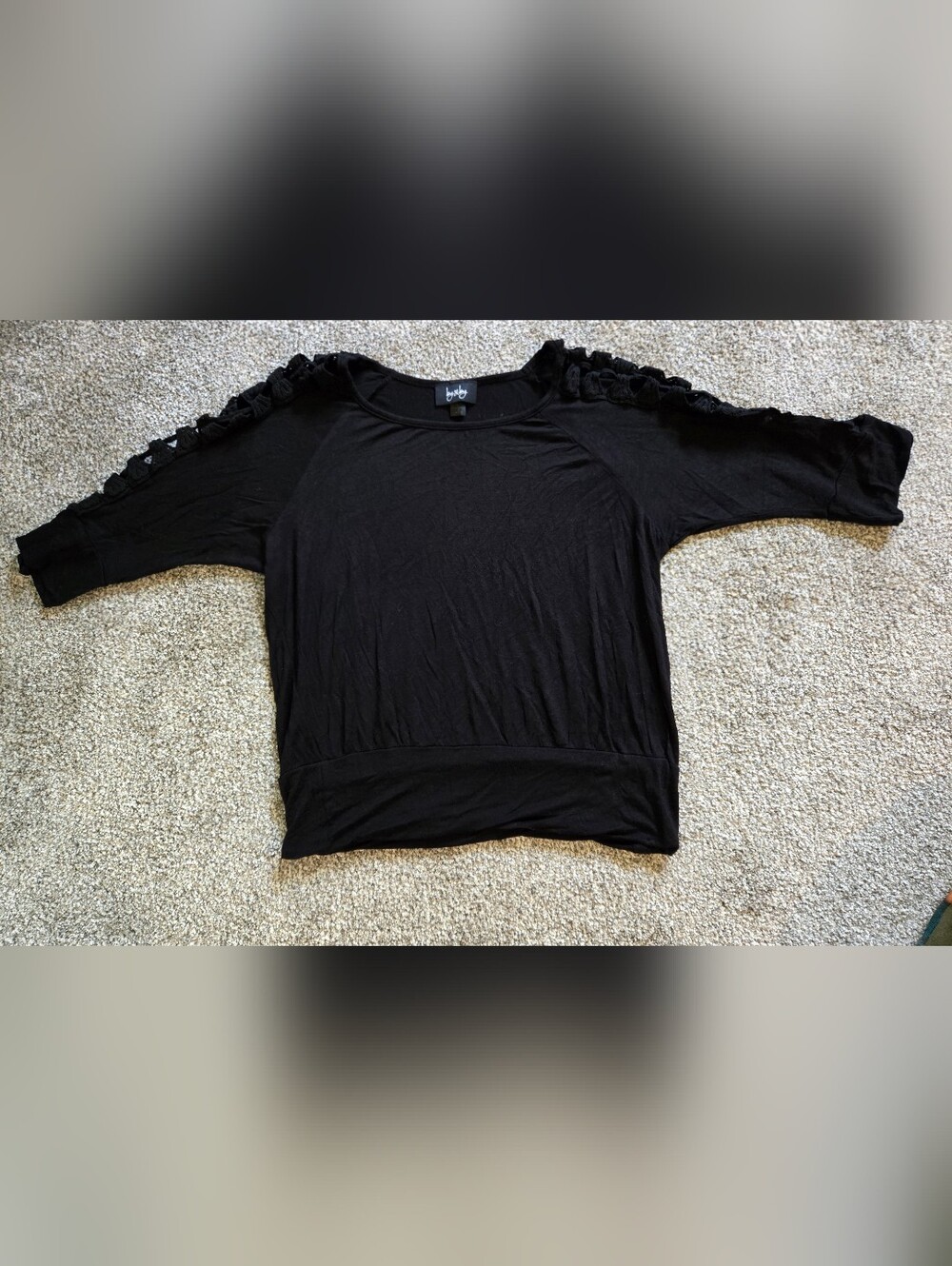 by & by Black Short Sleeve Cutout Shoulder Top